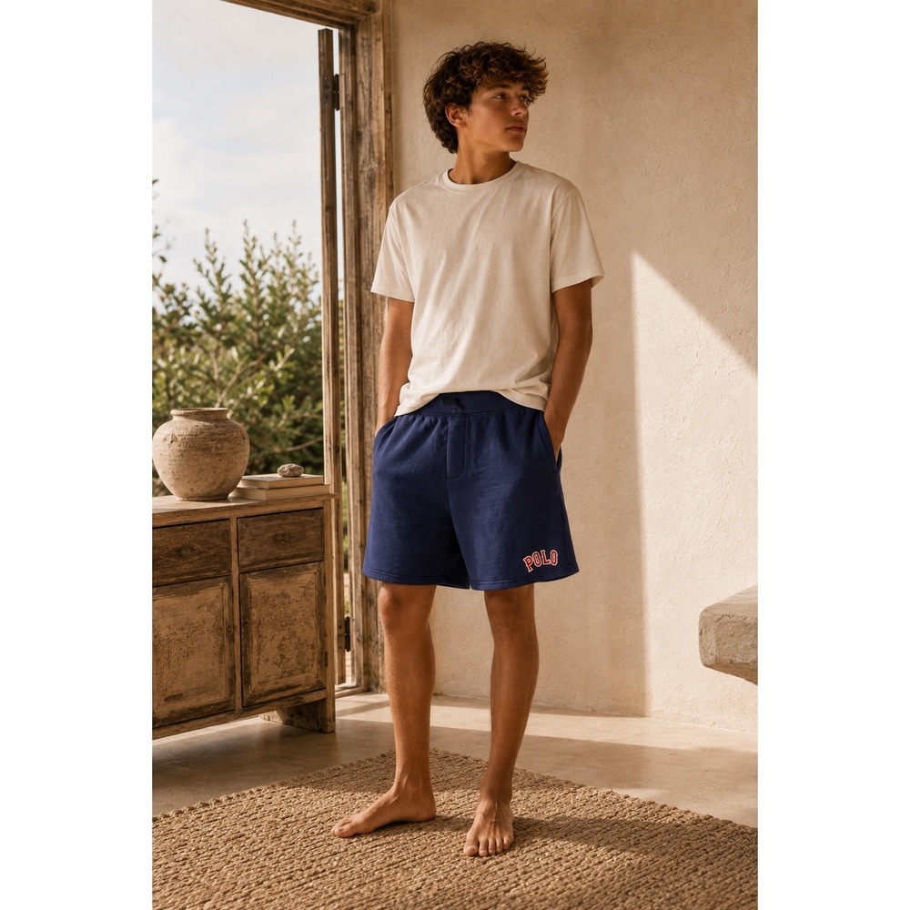 Polo Ralph Lauren Kids XL 18-20 Navy Blue Fleece Sweat Shorts Embroidered Logo